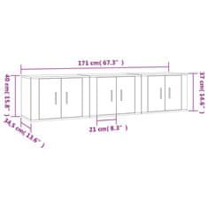 Vidaxl Stenska TV omarica 3 kosi dimljen hrast 57x34,5x40 cm