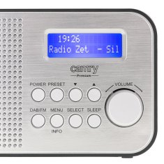 Adler Digitalna budilka Camry CR 1179 z DAB/FM radiem, USB polnjenjem in modrim osvetljenjem - črn/siv rectangular design