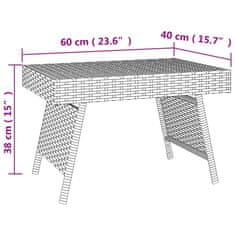 Vidaxl Zložljiva stranska mizica črna 60x40x38 cm poli ratan