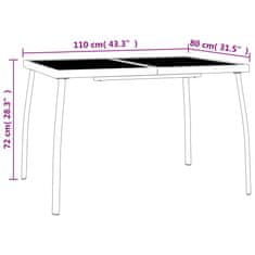 Vidaxl Vrtna miza antracit 110x80x72 cm jeklena mreža