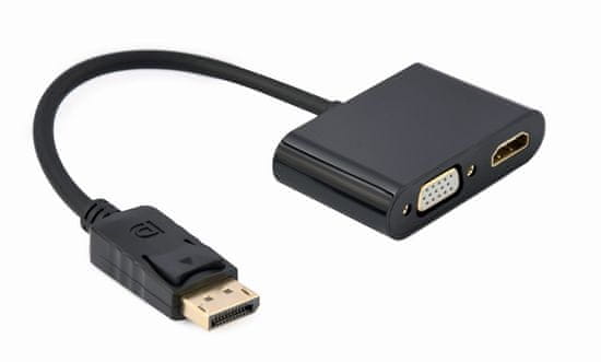 Gembird Gembird A-DPM-HDMIFVGAF-01 DisplayPort moški na HDMI ženski + VGA ženski adapter kabel, črn, 0,1 m, 4K, 60 Hz, CE, RoHS, kakovostna povezava