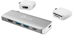J5CREATE Ultradrive priklopna postaja, USB 3.0, srebrna (JCD387)