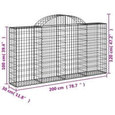 Vidaxl Obokane gabion košare 25kosov 200x30x100/120cm pocinkano železo