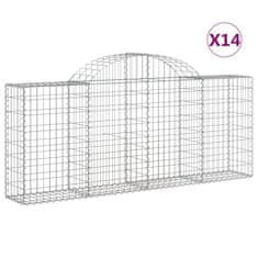 Vidaxl Obokane gabion košare 14 kosov 200x30x80/100 cm cinkano železo