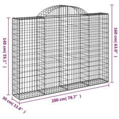 Vidaxl Obokane gabion košare 20kosov 200x30x140/160cm pocinkano železo