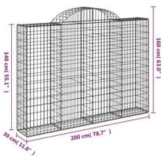 Vidaxl Obokane gabion košare 4 kosi 200x30x140/160 cm pocinkano železo