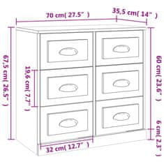 Vidaxl Komoda siva sonoma 70x35,5x67,5 cm inženirski les