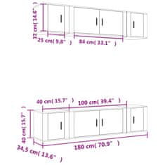 Vidaxl Komplet TV omaric 6-delni visok sijaj bel inženirski les