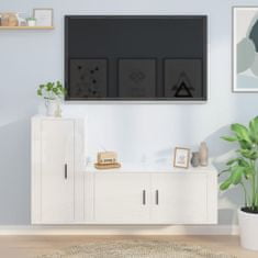 Vidaxl Komplet TV omaric 2-delni visok sijaj bel inženirski les