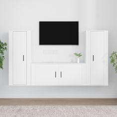 Vidaxl Komplet TV omaric 3-delni bel inženirski les