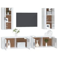 Vidaxl Komplet TV omaric 4-delni visok sijaj bel inženirski les