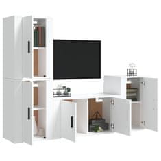 Vidaxl Komplet TV omaric 4-delni bel inženirski les