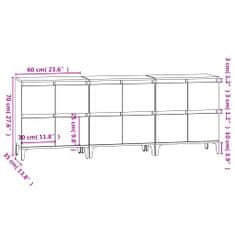 Vidaxl Komoda 3 kosa bela 60x35x70 cm inženirski les