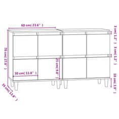 Vidaxl Komoda 2 kosa bela 60x35x70 cm inženirski les