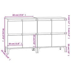 Vidaxl Komoda 2 kosa črna 60x35x70 cm inženirski les