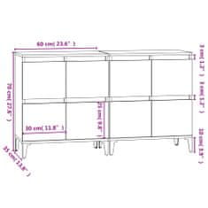 Vidaxl Komoda 2 kosa bela 60x35x70 cm inženirski les