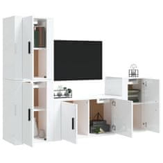Vidaxl Komplet TV omaric 4-delni visok sijaj bel inženirski les