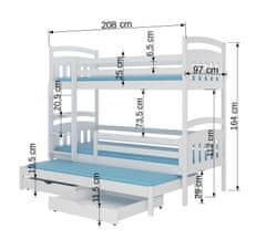 nabbi Lesen pograd z dodatnim ležiščem Arkus 90x200 cm - bela