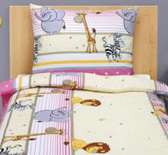 Bombažno posteljno perilo Junior - 140x200, 70x90 cm - Safari pink