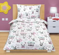 Bombažno posteljno perilo Junior - 140x200, 70x90 cm - Medvedek Panda