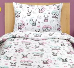 Bombažno posteljno perilo Junior - 140x200, 70x90 cm - Medvedek Panda
