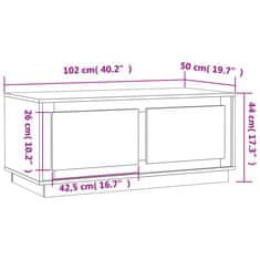 Vidaxl Klubska mizica visok sijaj bela 102x50x44 cm inženirski les