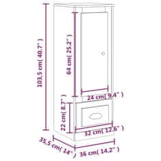 Vidaxl Visoka omara bela 36x35,5x103,5 cm inženirski les