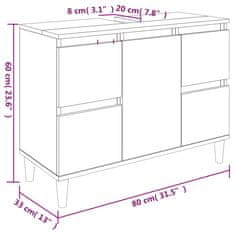 Vidaxl Omarica za umivalnik bela 80x33x60 cm inženirski les