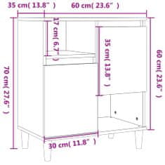 Vidaxl Komoda 2 kosi visok sijaj bela 60x35x70 cm inženirski les