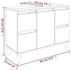 Vidaxl Omarica za umivalnik rjavi hrast 80x33x60 cm inženirski les