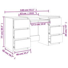 Vidaxl Pisalna miza betonsko siva 140x50x77 cm iverna plošča