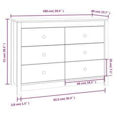 Vidaxl TV omarica bela 100x40x72 cm trdna borovina