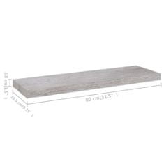 Vidaxl Stenske police 2 kosa betonsko sive 80x23,5x3,8 cm MDF