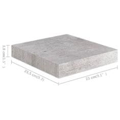 Vidaxl Stenske police 2 kosa betonsko sive 23x23,5x3,8 cm MDF