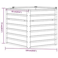 Vidaxl Vrtna visoka greda rusty 129x129x77 cm corten jeklo