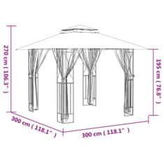 Vidaxl Paviljon s stranskimi stenami antracit 300x300x270 cm jeklo