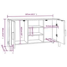 Vidaxl Komoda 107x38x60 cm inženirski les