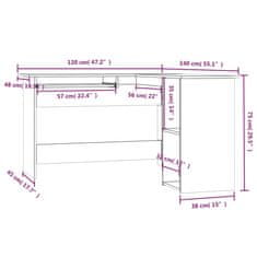 Vidaxl Kotna pisalna miza rjavi hrast 120x140x75 cm inženirski les