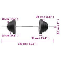 Vidaxl Palica z utežmi 60 kg