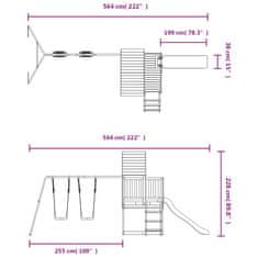 Vidaxl Igralo s toboganom, lestvijo in gugalnicama impreg. borovina