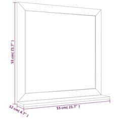 Vidaxl Stensko ogledalo 55x55 cm trdna orehovina