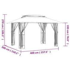 Vidaxl Paviljon s stranskimi stenami antracit 400x300x270 cm jeklo