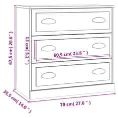 Vidaxl Komoda dimljeni hrast 70x35,5x67,5 cm inženirski les