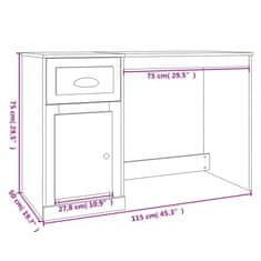 Vidaxl Pisalna miza s predalom sonoma hrast 115x50x75cm inženirski les