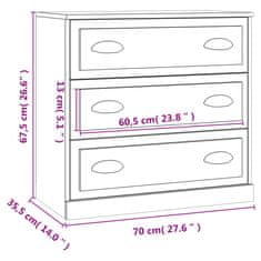 Vidaxl Komoda visok sijaj bela 70x35,5x67,5 cm inženirski les