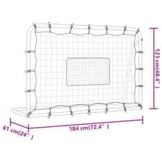 Greatstore Nogometni gol z mrežo bel in črn 184x61x123 cm jeklo in PE