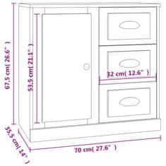 Vidaxl Komoda siva sonoma 70x35,5x67,5 cm inženirski les