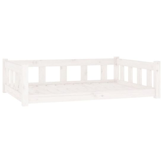 Vidaxl Pasja postelja bela 105,5x75,5x28 cm trdna borovina