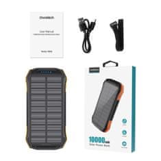 Choetech Solar Power Bank 10000mAh Qi 5W, črna/oranžna