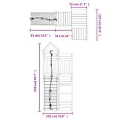 Vidaxl Igralo s plezalno steno trdna borovina
